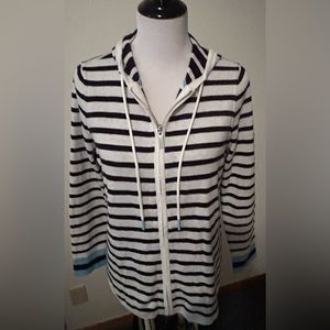 Chicos reversible cotton cashmere jacket cotton cashmere blue and white like new